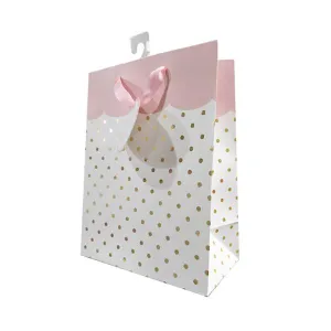 Medium Pink Wavy Dots Gift Bag - 23cm x 18cm x 10cm