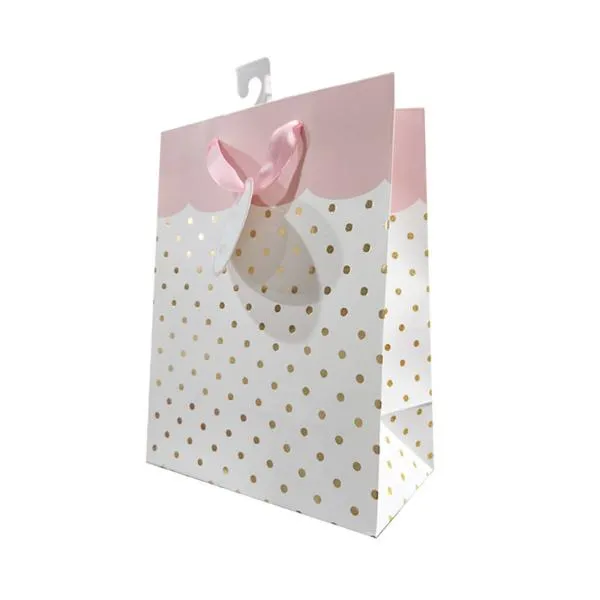 Medium Pink Wavy Dots Gift Bag - 23cm x 18cm x 10cm
