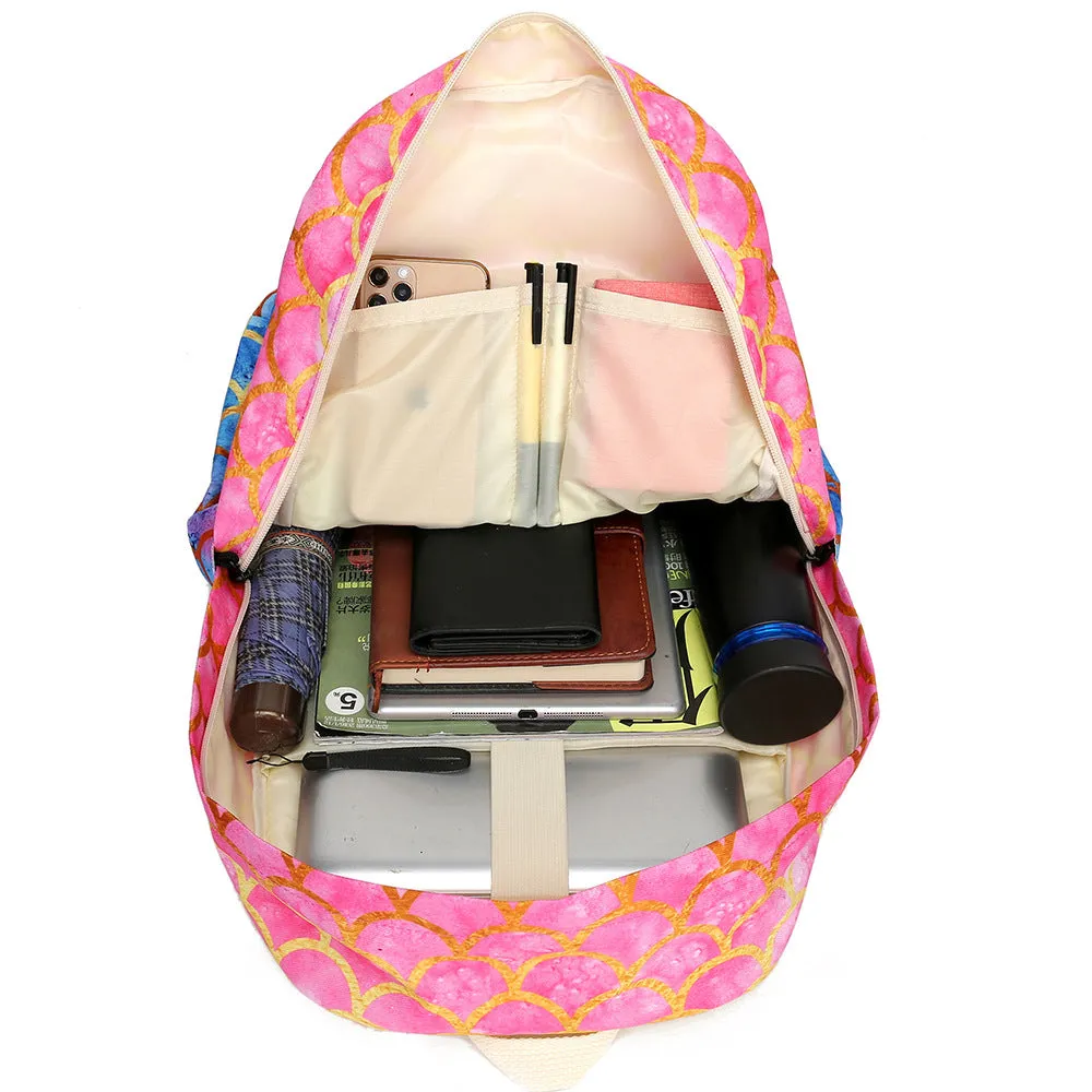 Mermaid Elementary School Backpack Set for Girls Cute Bookbag with Lunch Bag Pencil Case