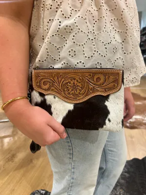 Mia Hide & tooled leather clutch #mia6
