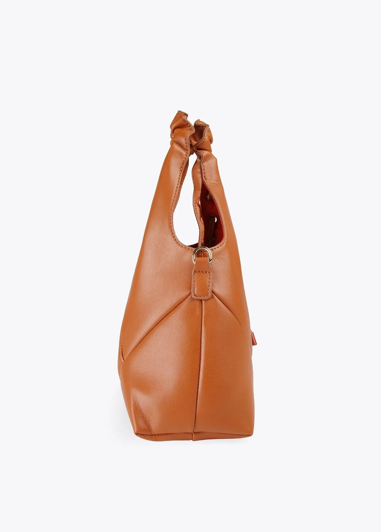 Mini tote bag with crinkle-effect handle