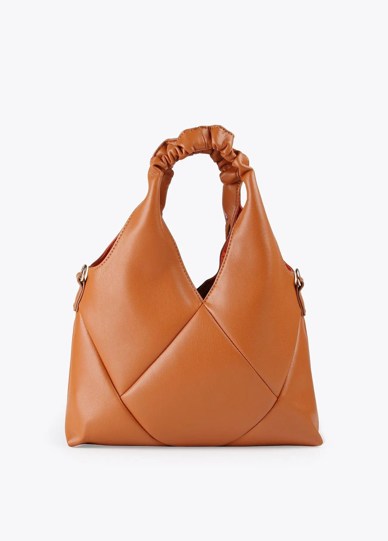 Mini tote bag with crinkle-effect handle