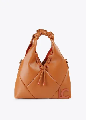 Mini tote bag with crinkle-effect handle