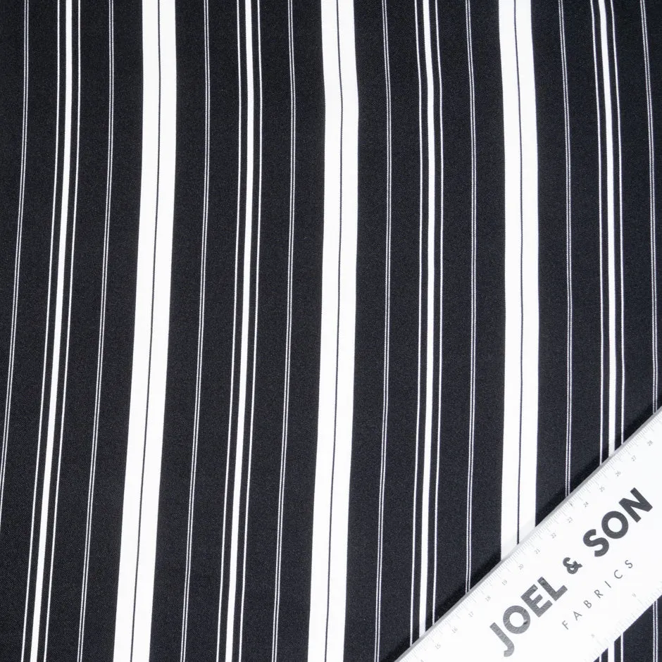 Monochrome 'Barcode' Striped Printed Silk Twill