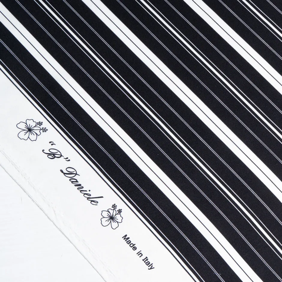 Monochrome 'Barcode' Striped Printed Silk Twill