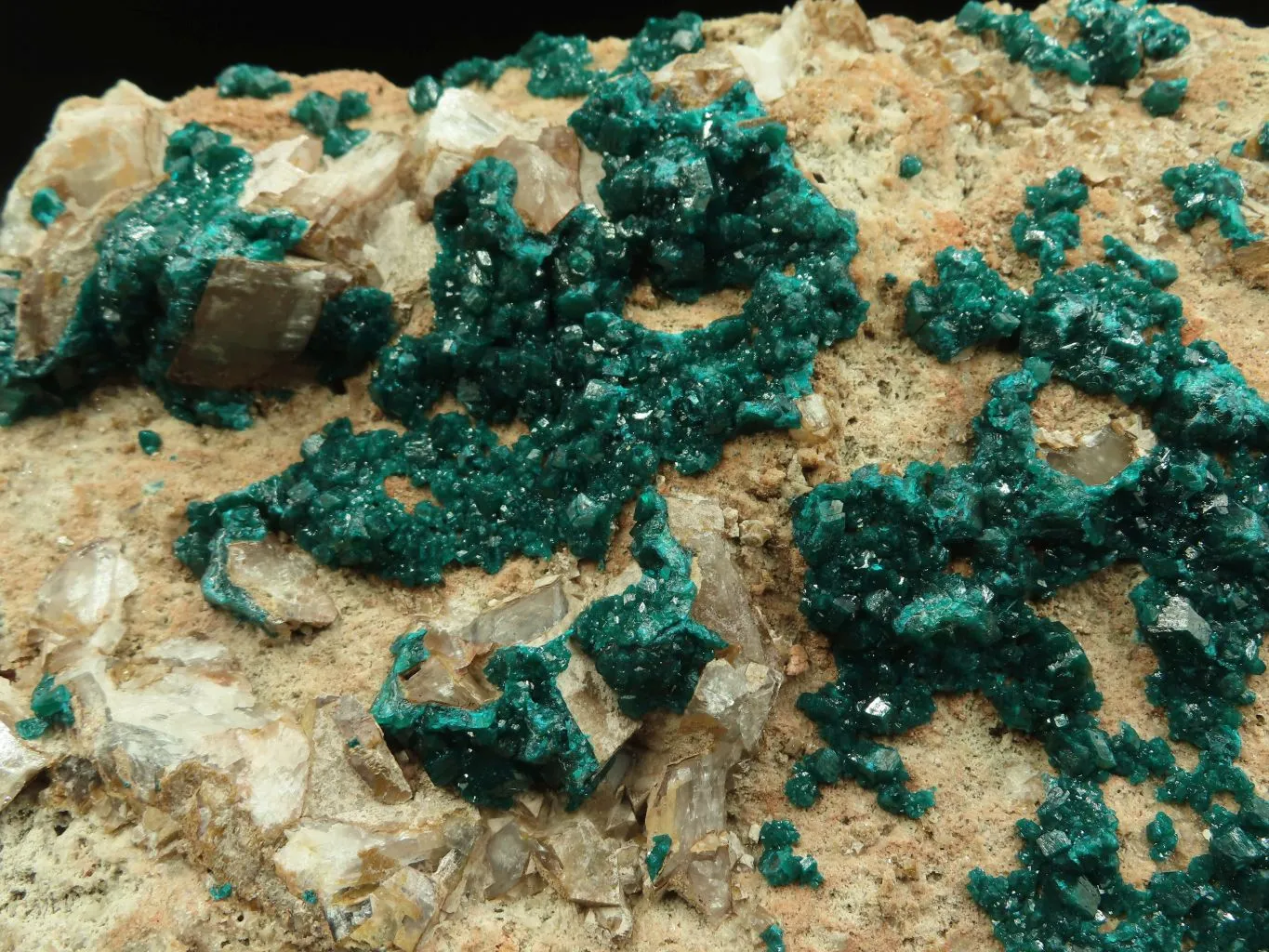 Natural Giant Dioptase Specimen With Bright Emerald Green Crystals & Large Dolomite Crystals - Including Stand x 1 From Congo