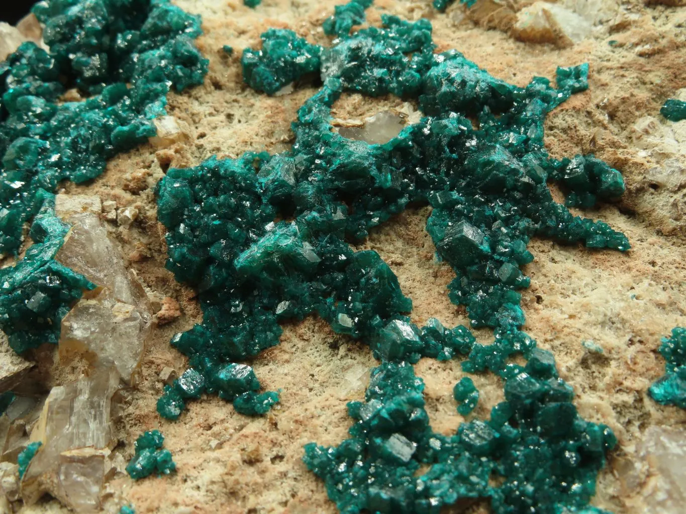 Natural Giant Dioptase Specimen With Bright Emerald Green Crystals & Large Dolomite Crystals - Including Stand x 1 From Congo