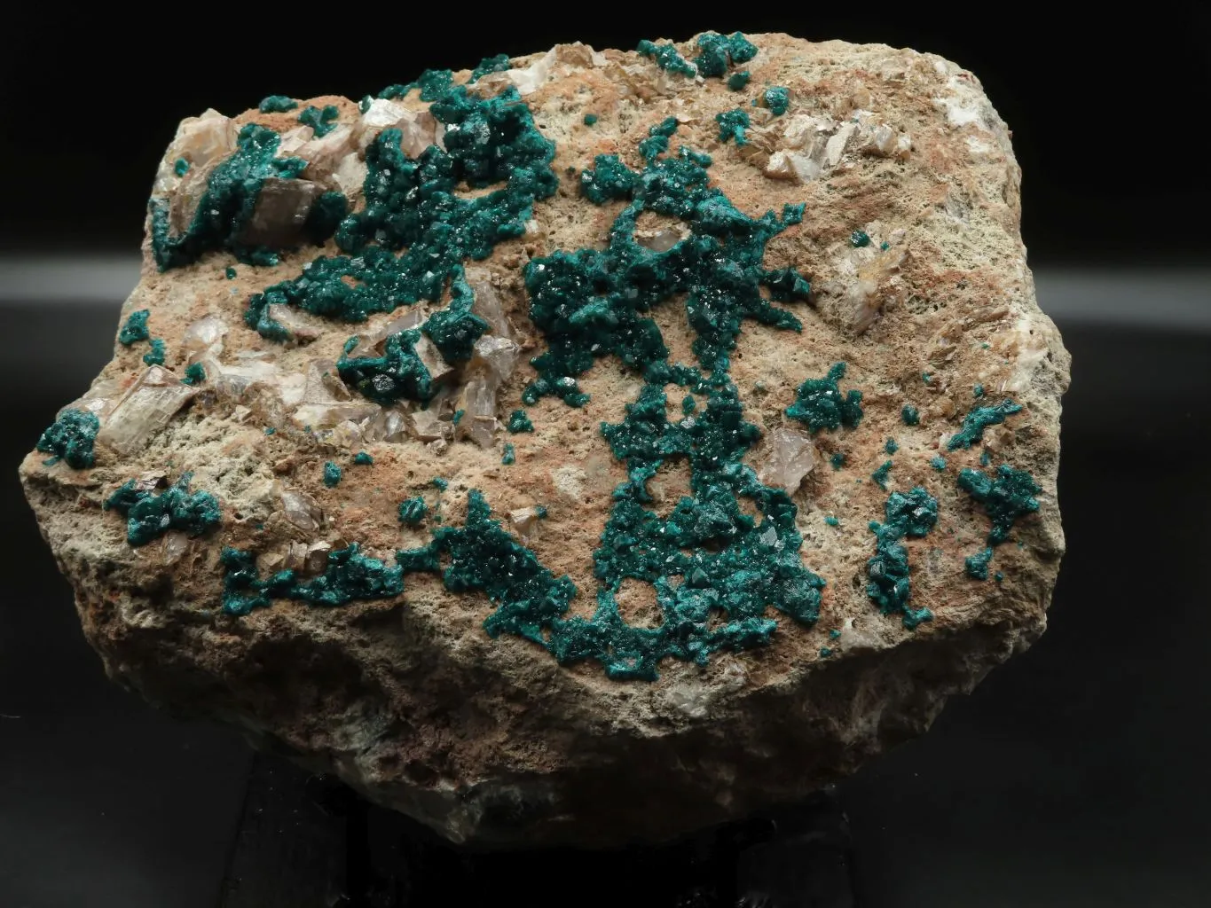 Natural Giant Dioptase Specimen With Bright Emerald Green Crystals & Large Dolomite Crystals - Including Stand x 1 From Congo