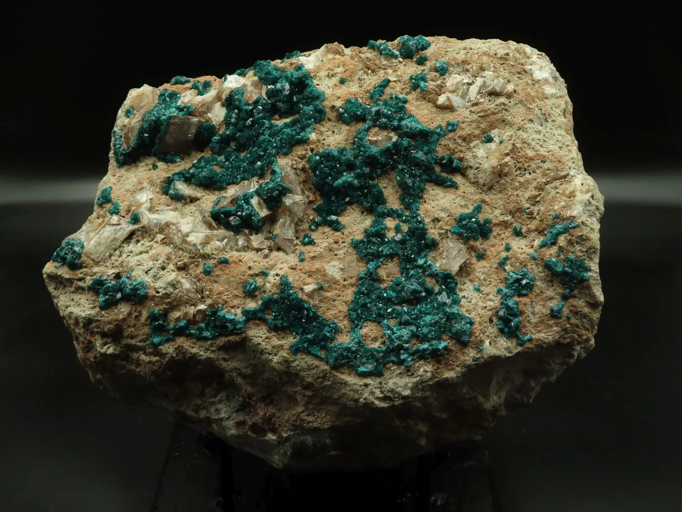 Natural Giant Dioptase Specimen With Bright Emerald Green Crystals & Large Dolomite Crystals - Including Stand x 1 From Congo