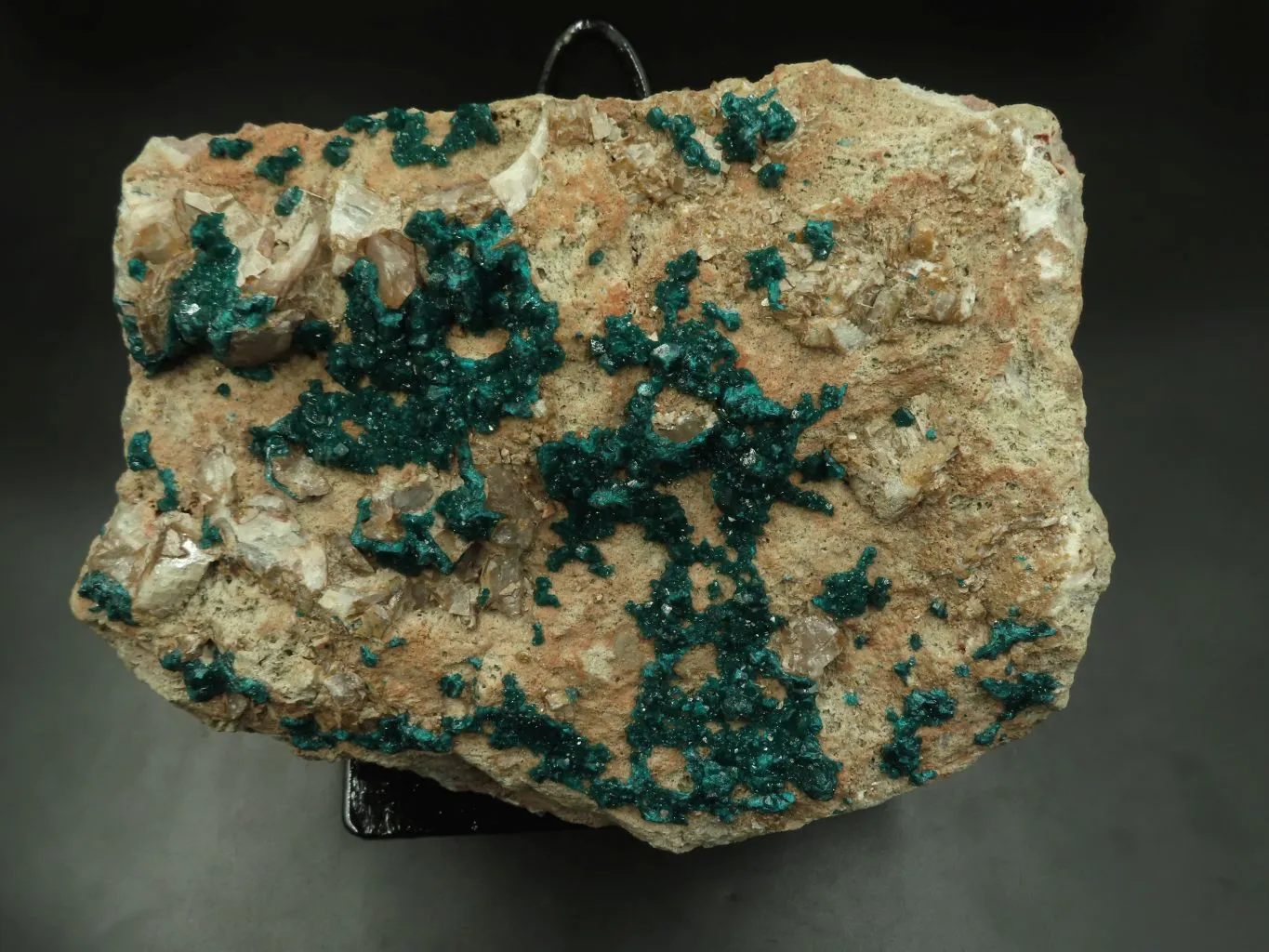 Natural Giant Dioptase Specimen With Bright Emerald Green Crystals & Large Dolomite Crystals - Including Stand x 1 From Congo