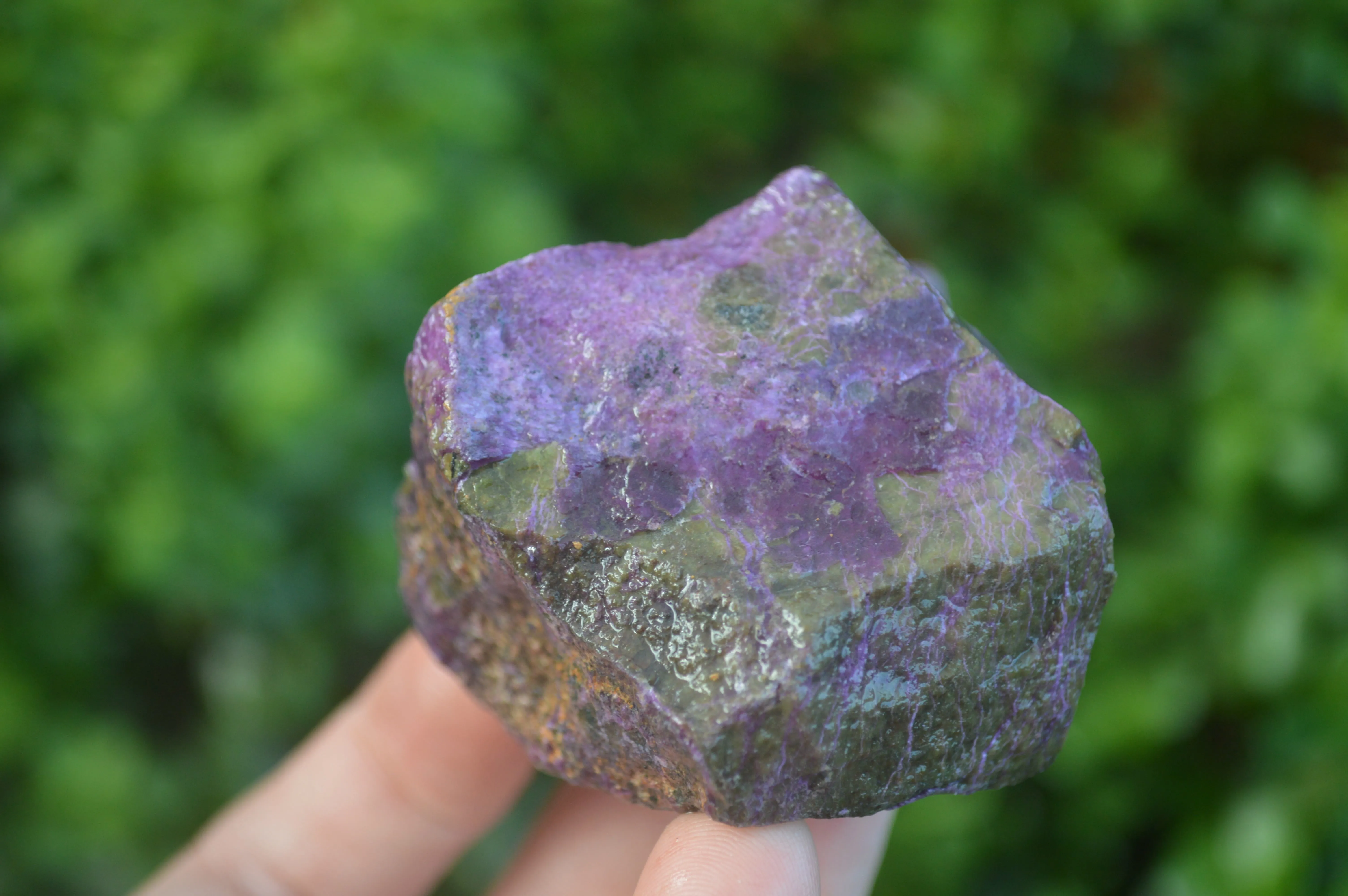 Natural Small Purple Stichtite & Green Serpentine Cobbed Pieces  - Sold per 1 kg (10-18 pieces) - From Barberton, South Africa