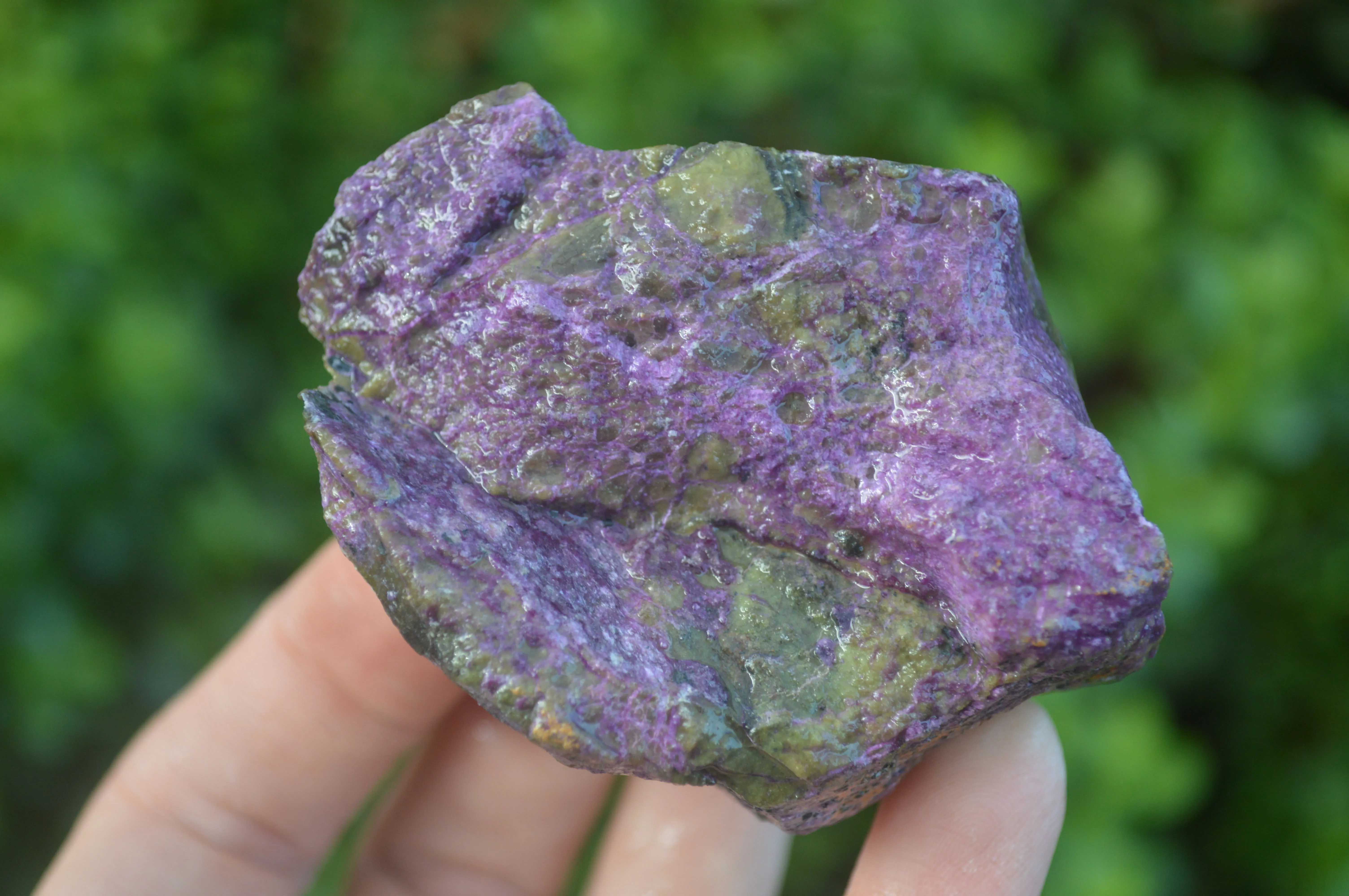 Natural Small Purple Stichtite & Green Serpentine Cobbed Pieces  - Sold per 1 kg (10-18 pieces) - From Barberton, South Africa