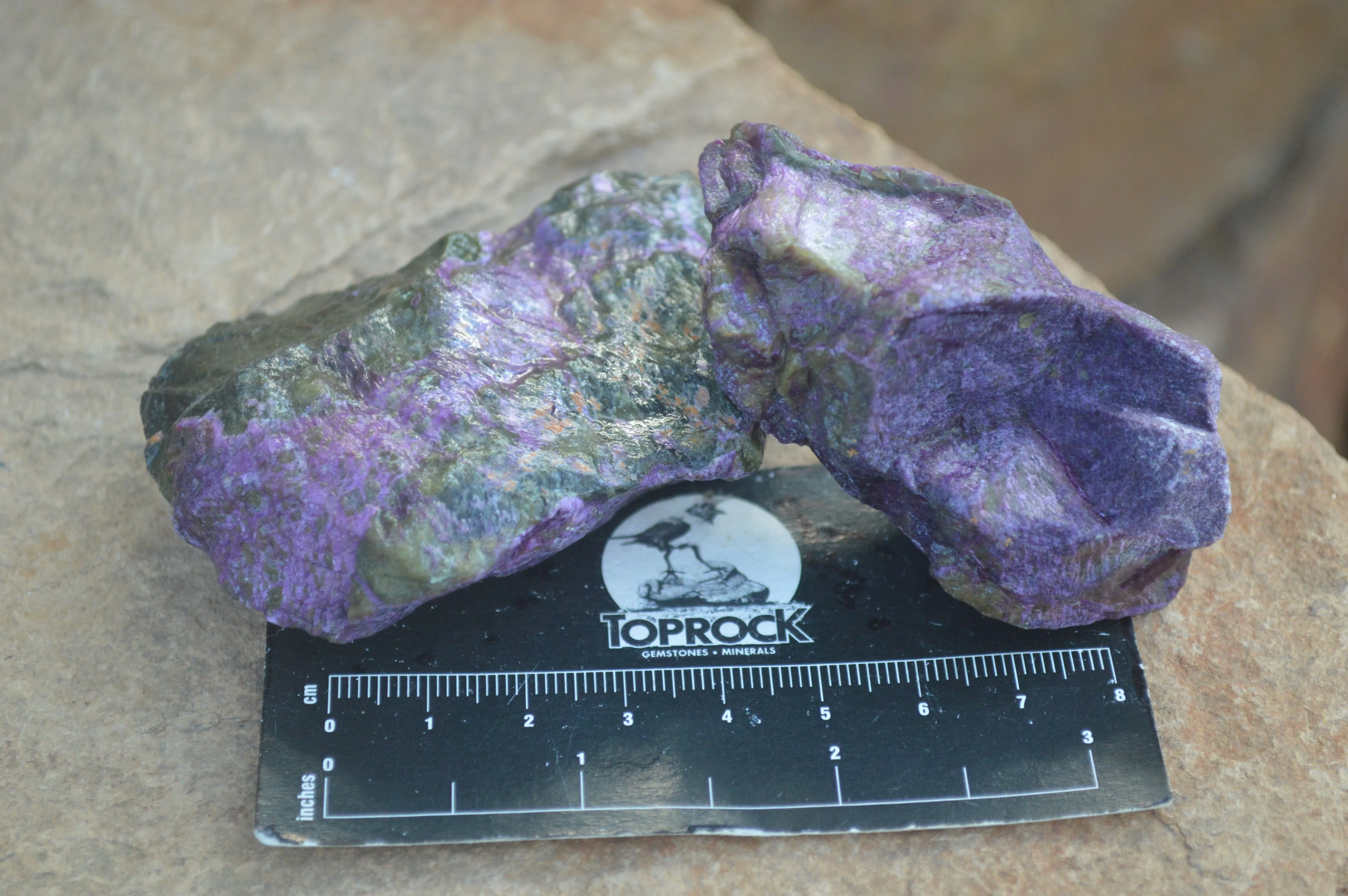 Natural Small Purple Stichtite & Green Serpentine Cobbed Pieces  - Sold per 1 kg (10-18 pieces) - From Barberton, South Africa