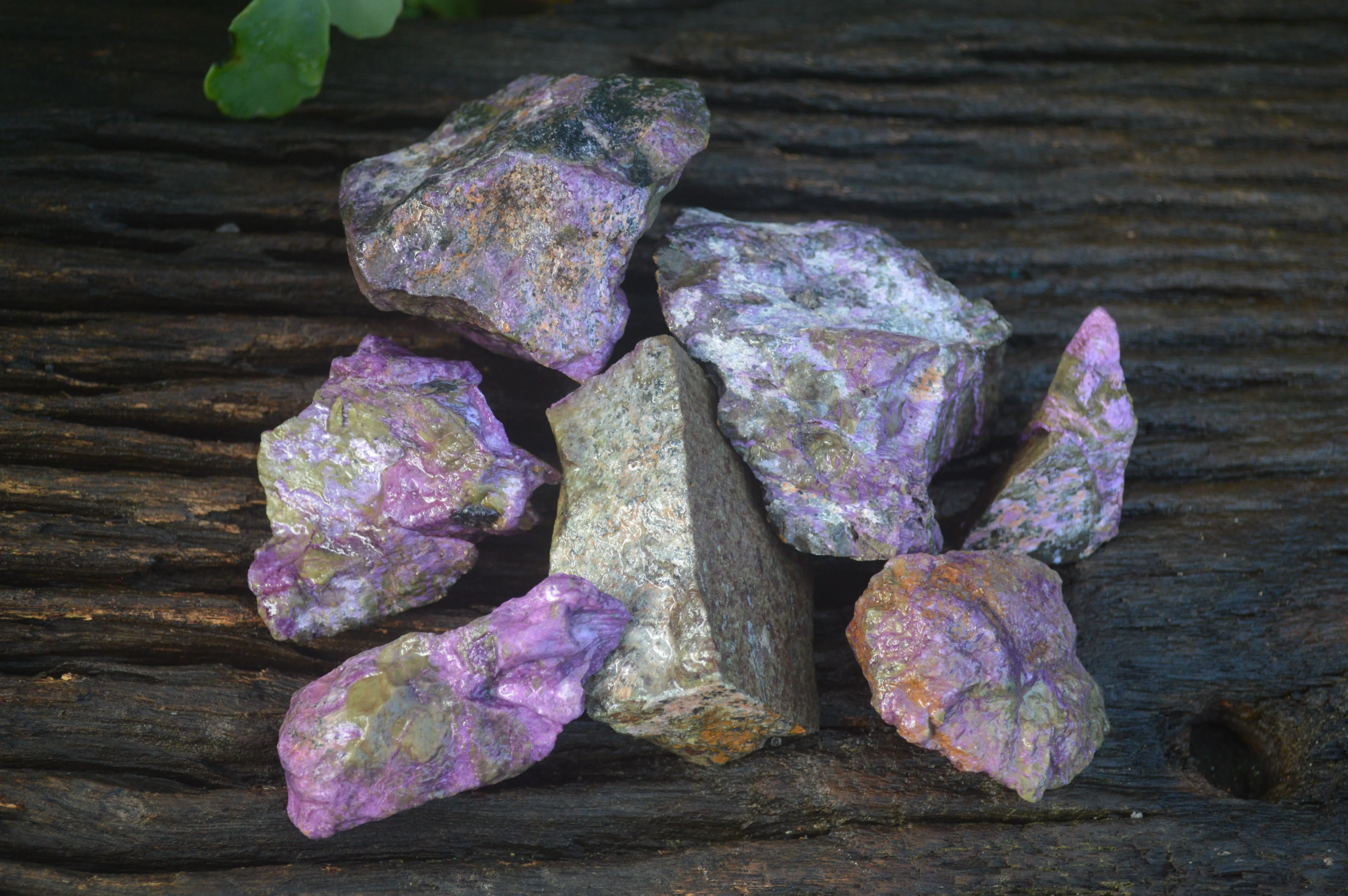 Natural Small Purple Stichtite & Green Serpentine Cobbed Pieces  - Sold per 1 kg (10-18 pieces) - From Barberton, South Africa