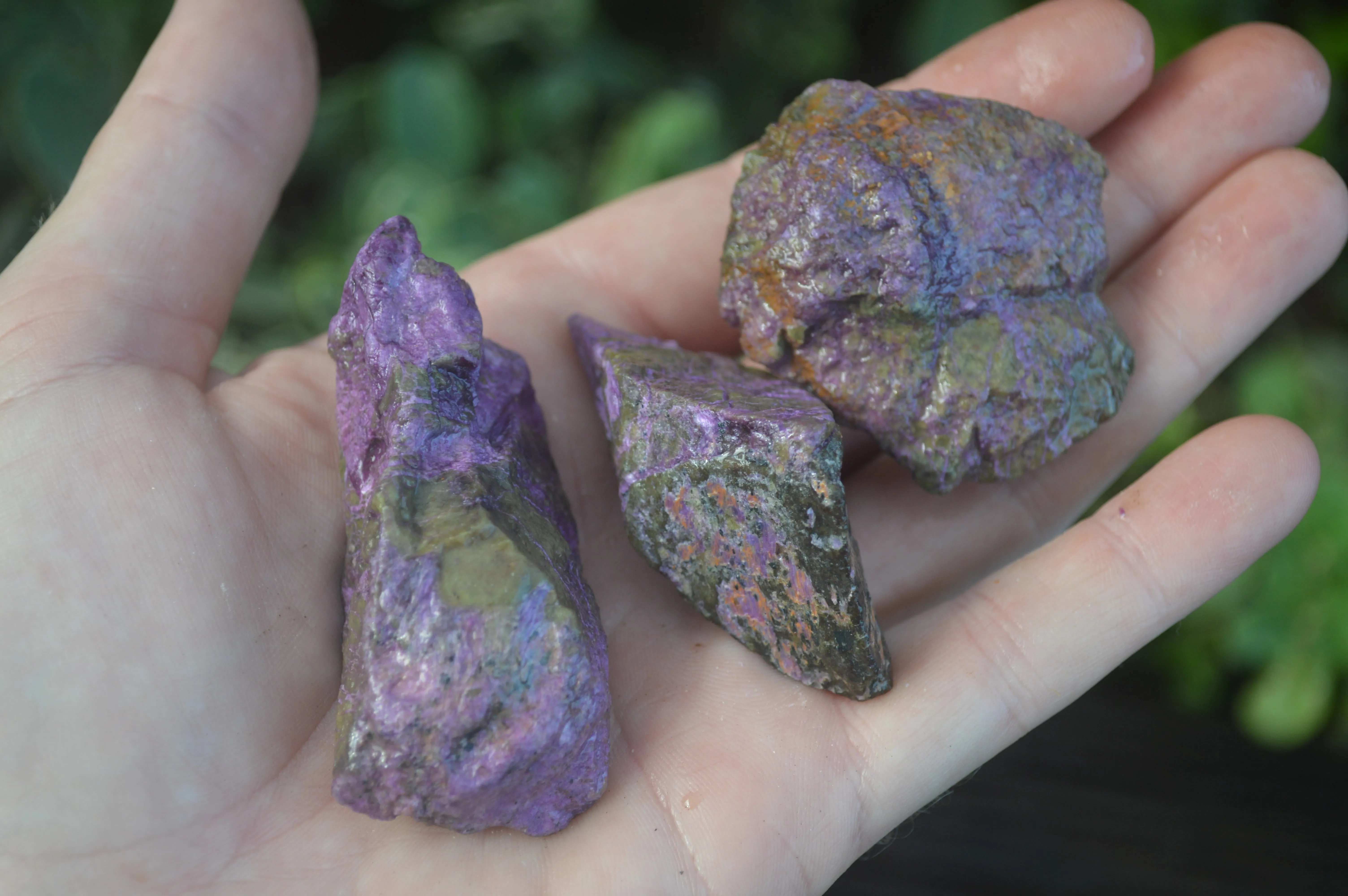 Natural Small Purple Stichtite & Green Serpentine Cobbed Pieces  - Sold per 1 kg (10-18 pieces) - From Barberton, South Africa