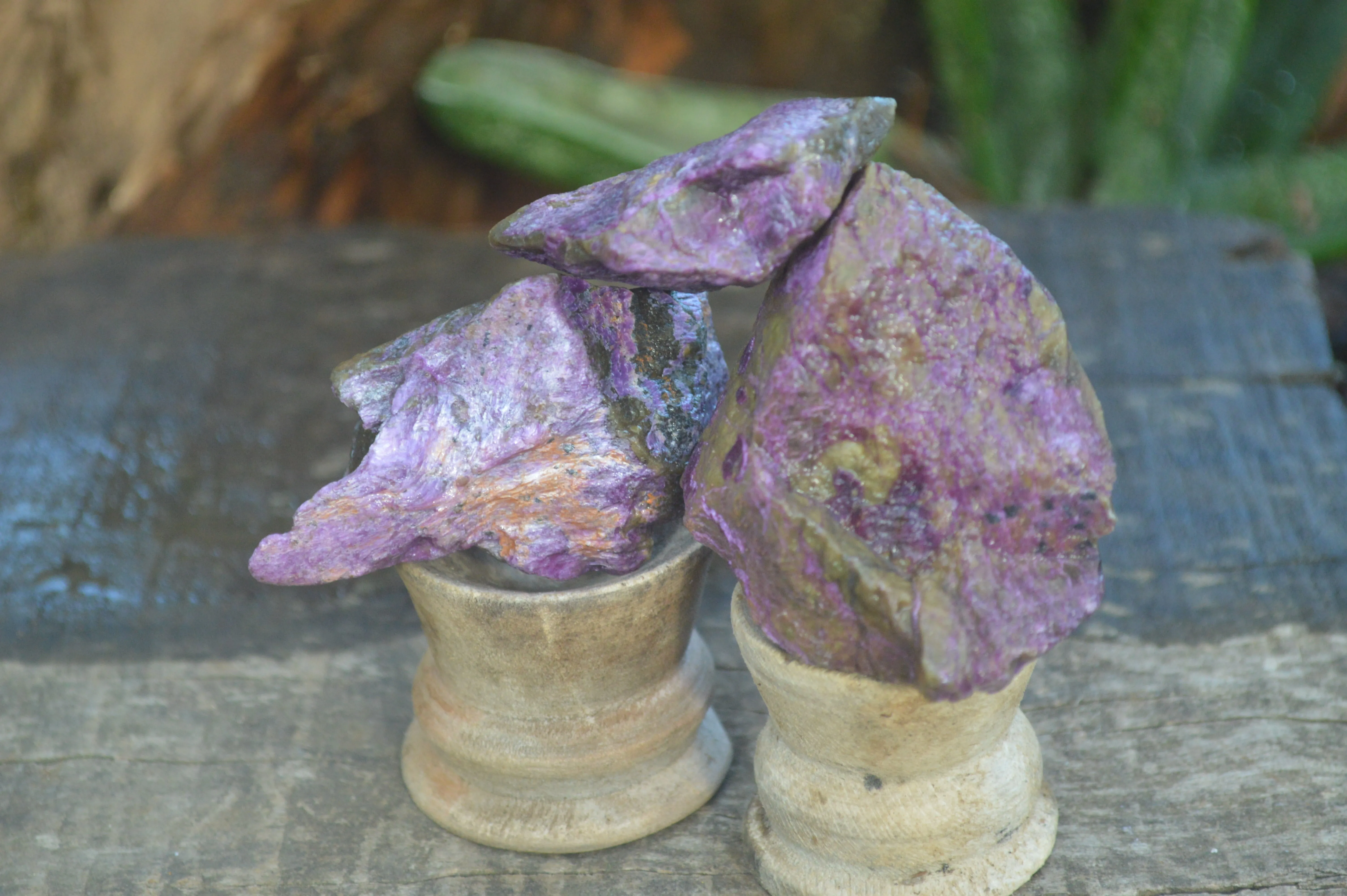 Natural Small Purple Stichtite & Green Serpentine Cobbed Pieces  - Sold per 1 kg (10-18 pieces) - From Barberton, South Africa