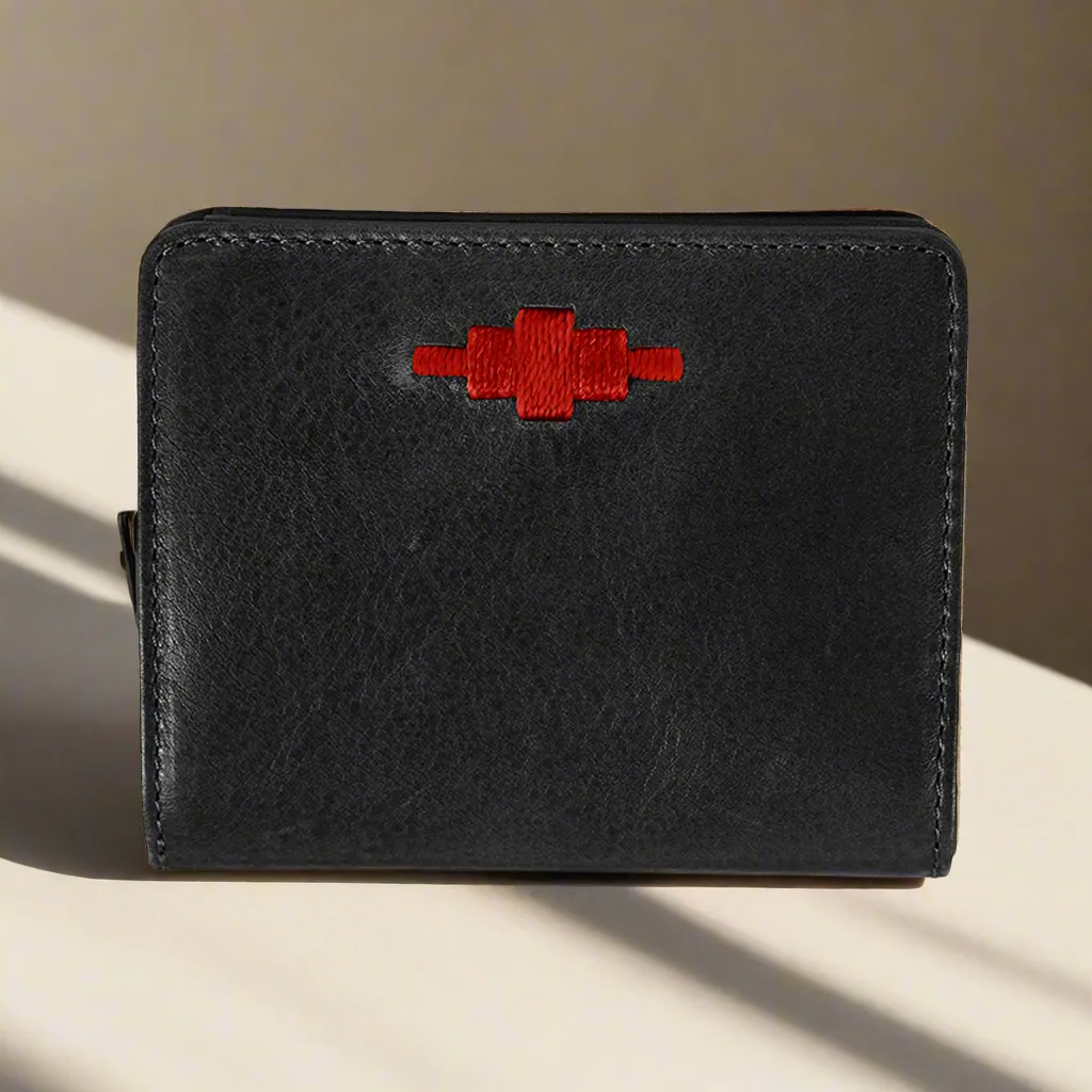 'Nena' Zipped Purse - Black Leather