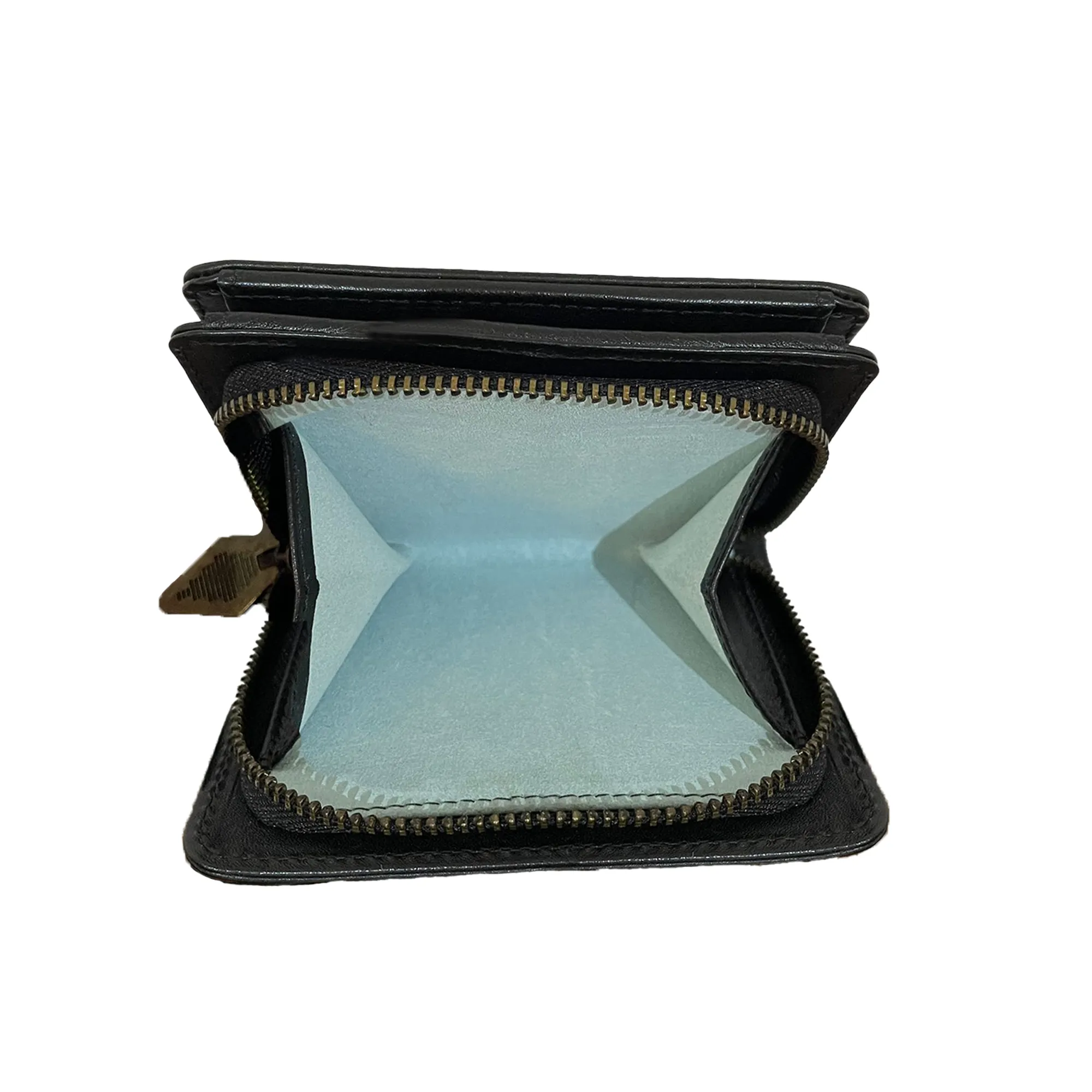 'Nena' Zipped Purse - Black Leather