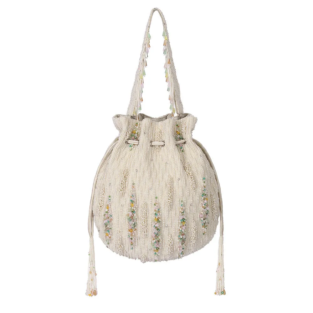 Nora Potli Pristine Ivory Multi With Handle
