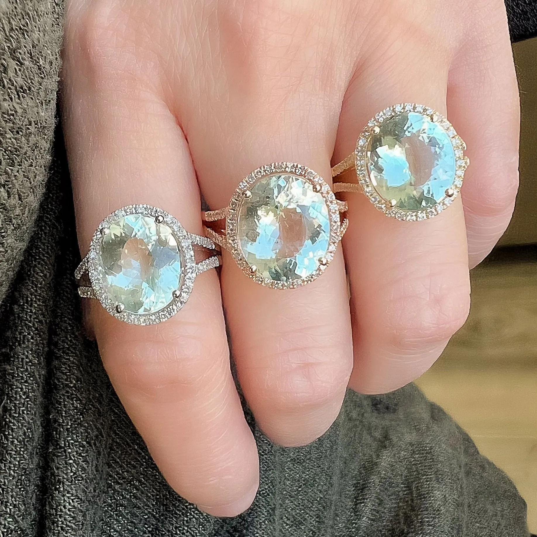 One of a Kind Amblygonite Ring in Rose Gold