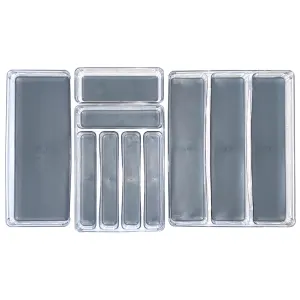 Organized Drawer Large Trays, Set of 4 – 3 Compartment Tray, Utensil Tray, XL Rectangle Tray, Medium/Skinny Tray