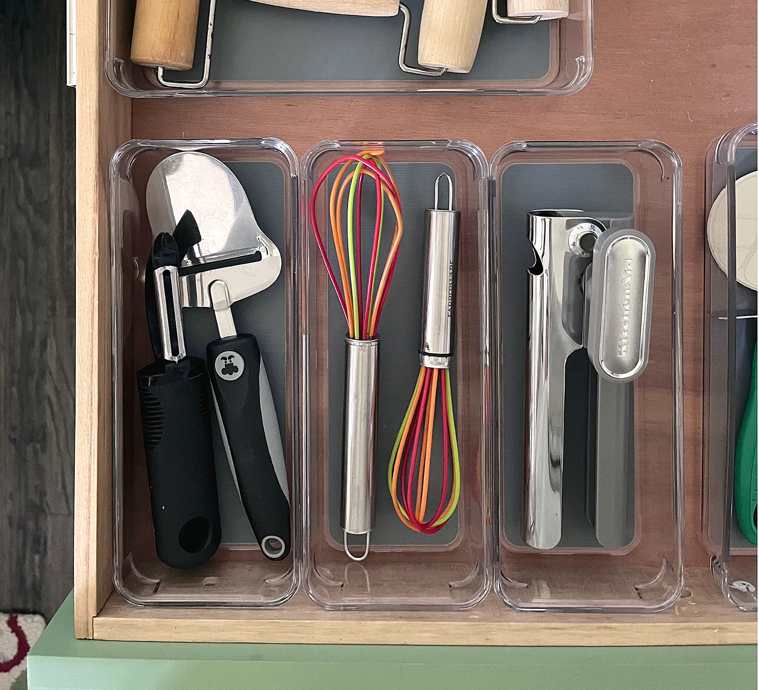 Organized Drawer Large Trays, Set of 4 – 3 Compartment Tray, Utensil Tray, XL Rectangle Tray, Medium/Skinny Tray