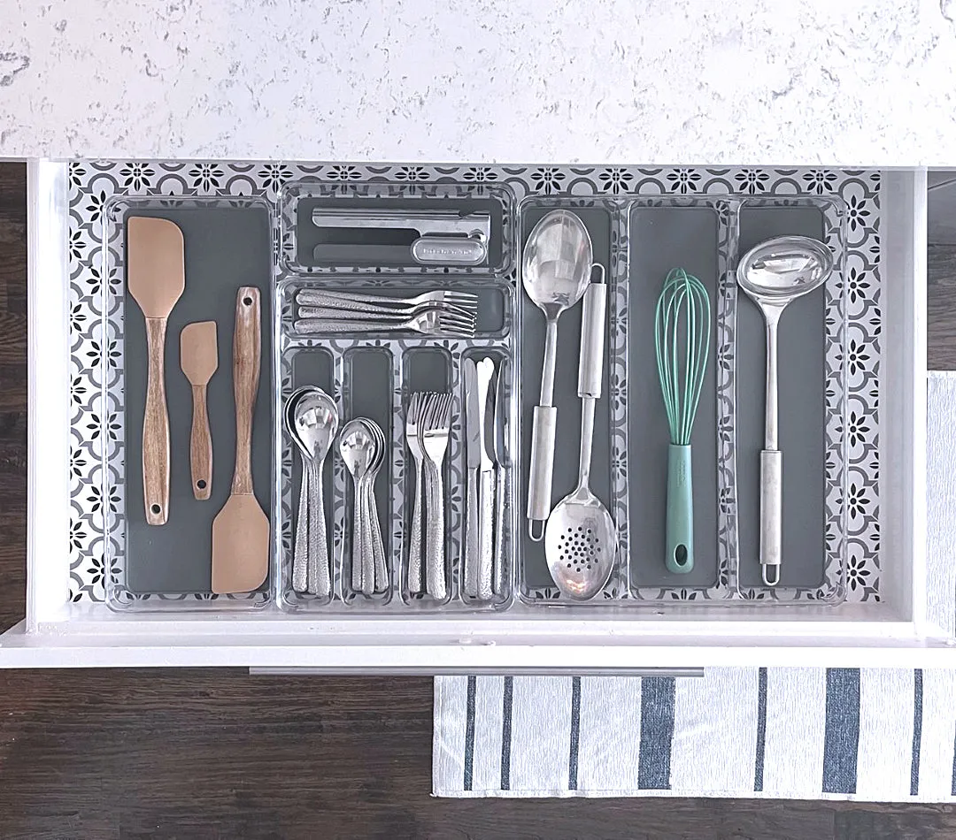 Organized Drawer Large Trays, Set of 4 – 3 Compartment Tray, Utensil Tray, XL Rectangle Tray, Medium/Skinny Tray