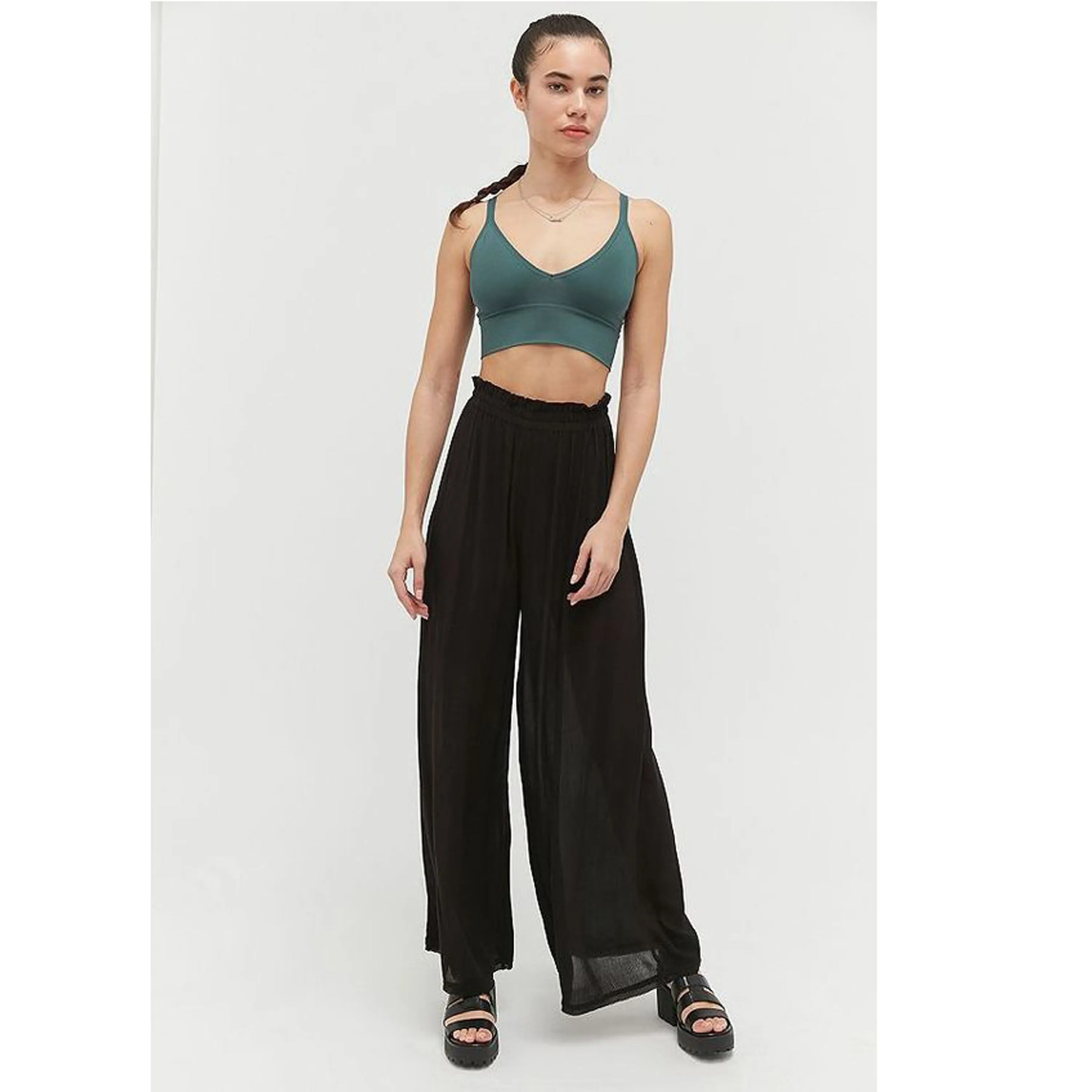 Out From Under Urban Outfitters Fleur Wide Leg Paperbag Trousers Pants