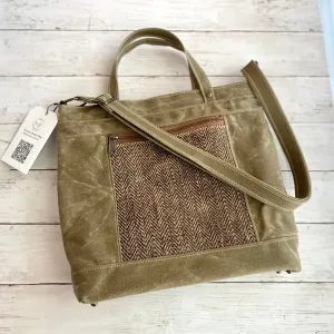 Packet Plus in Sepia Waxed Canvas, Coffee Bean Tweed