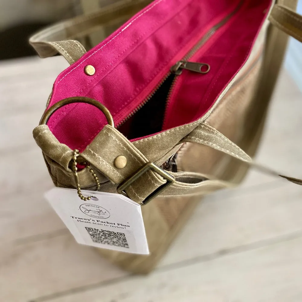 Packet Plus in Sepia Waxed Canvas, Coffee Bean Tweed
