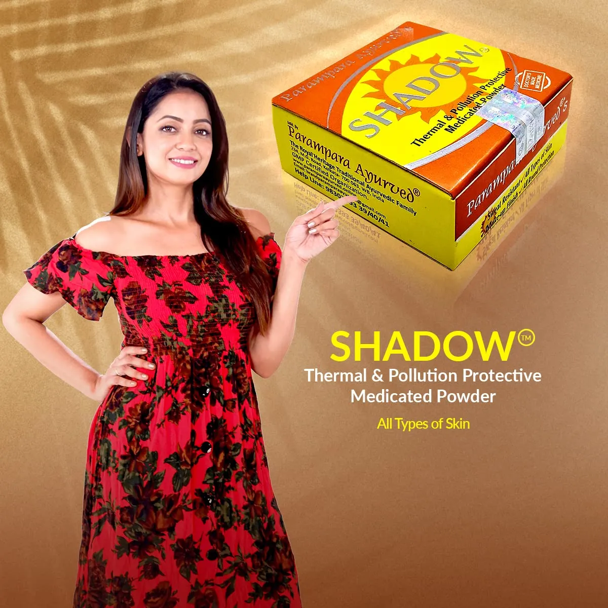 Parampara Ayurved Shadow Thermal Pollution Defense Face Powder Shield Your Skin from Environmental Heat Stress for All Skin types 20g