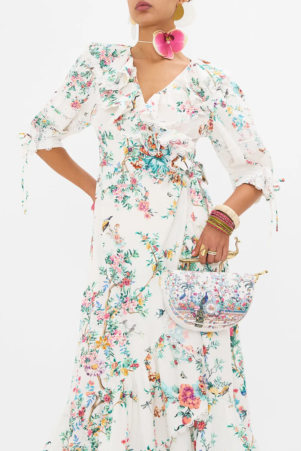 PEACOCK HANDLE CROSSBODY PLUMES AND PARTERRES