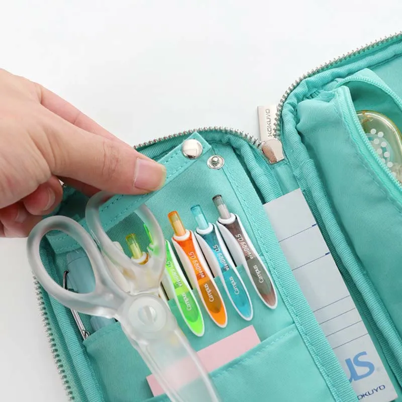 Pencil Case for Student Minimalist Plain Color Polyester Multi-Function Bag