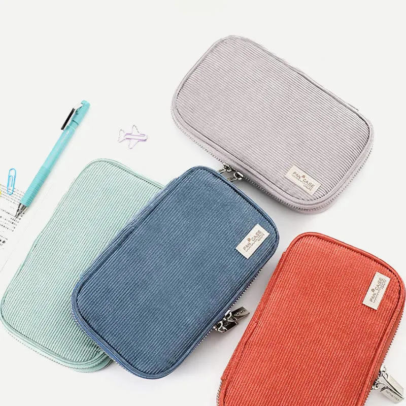 Pencil Case for Student Minimalist Plain Color Polyester Multi-Function Bag