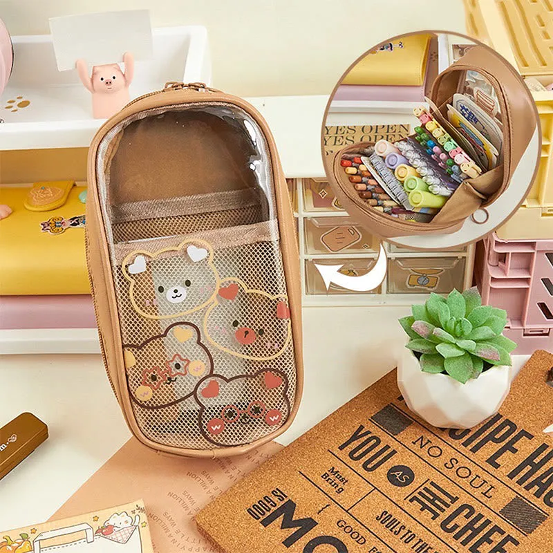 Pencil Case For Students Simple Transparent Vertical Style Pencail Bag