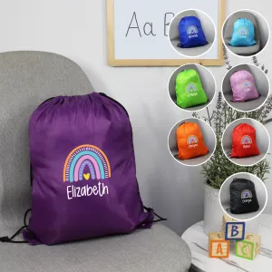 Personalised Rainbow Drawstring PE Bag