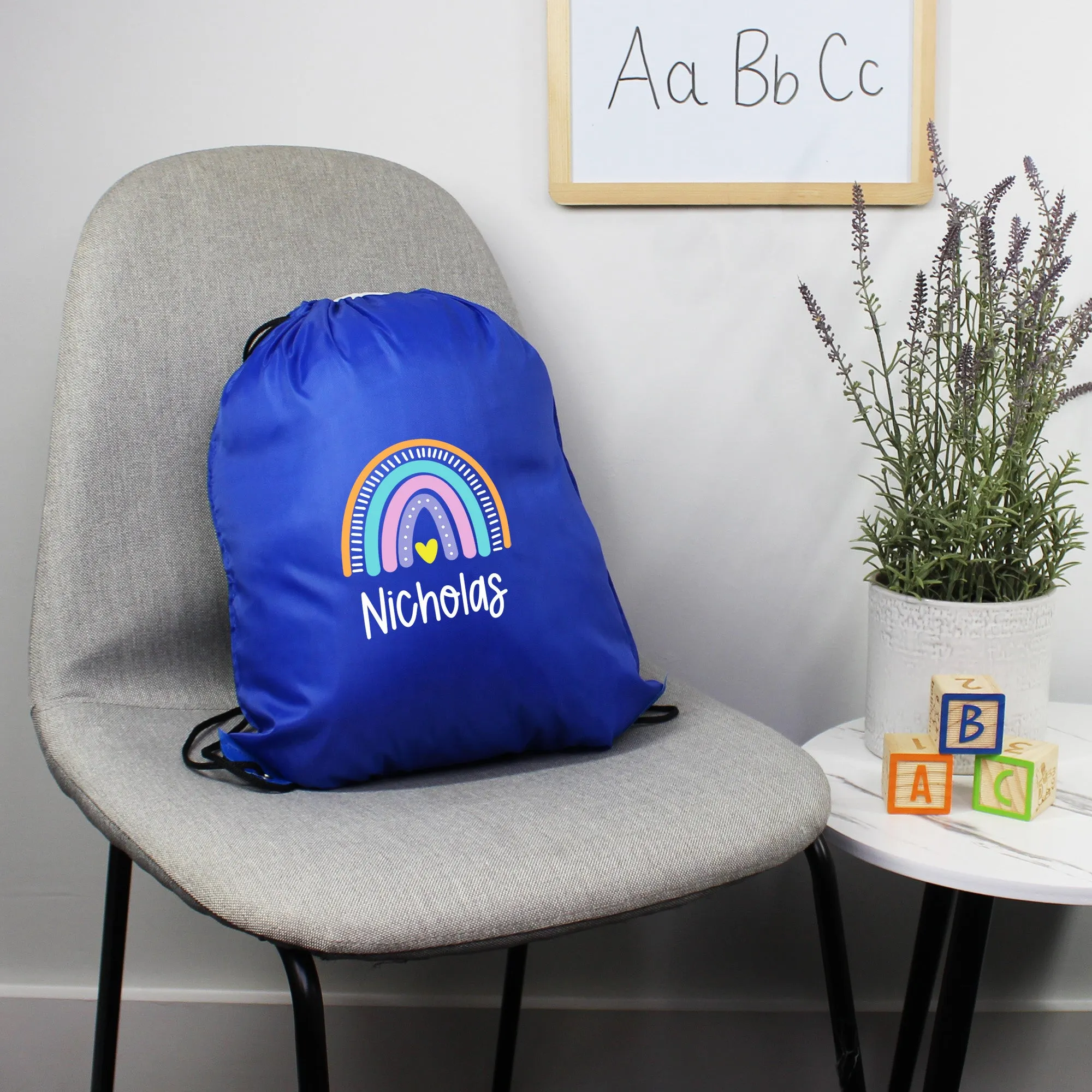 Personalised Rainbow Drawstring PE Bag