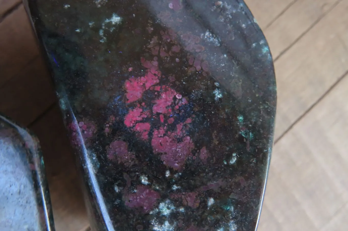 Polished Ruby Corundum in Chrome Verdite Standing Free Forms x 3 From Zimbabwe