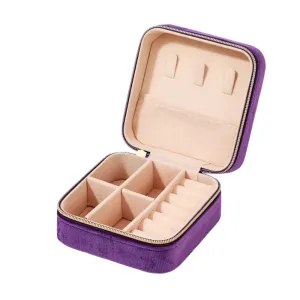 Portable Zippered Velvet Jewelry Case