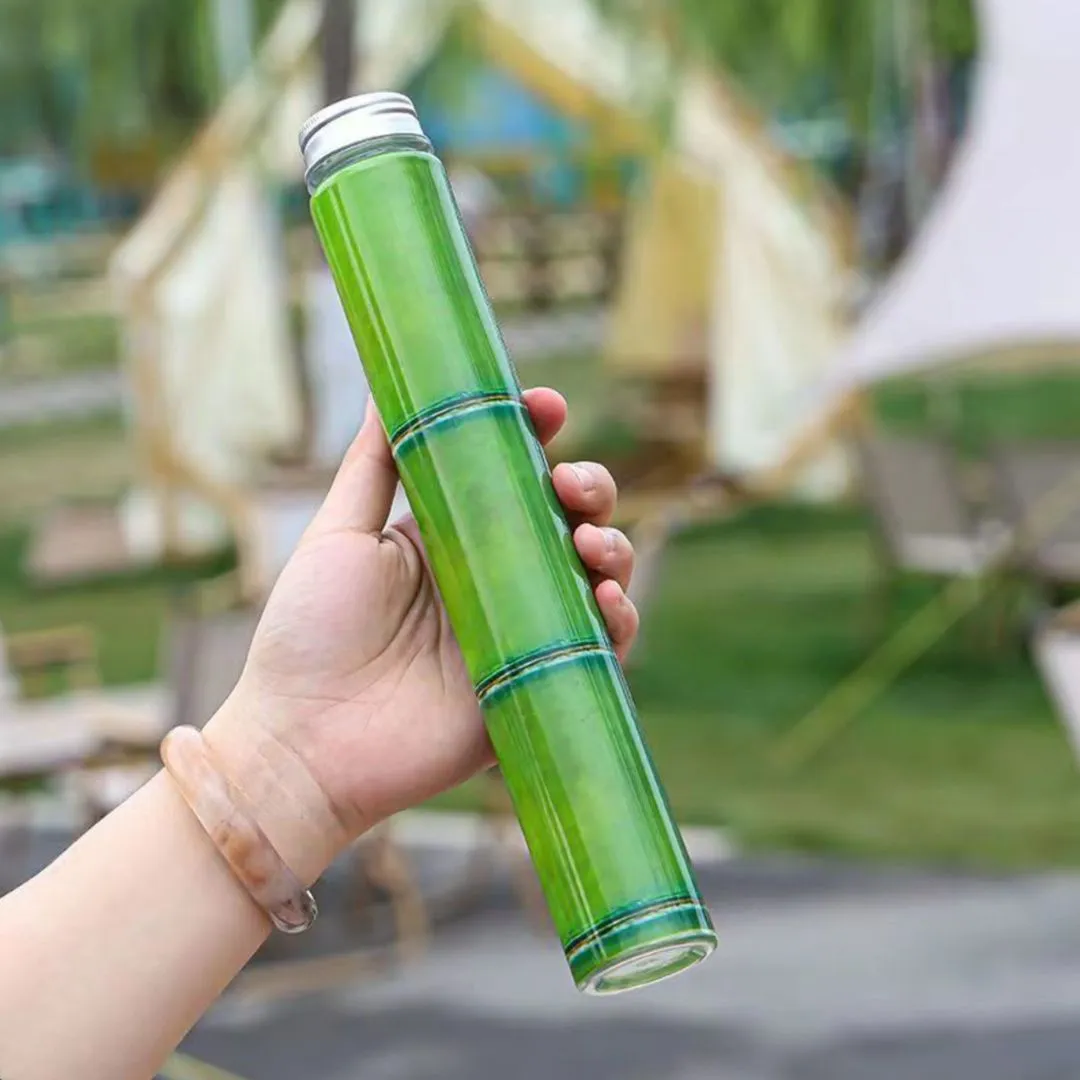 Pretty Bamboo Stick Bottle | Sleek Bamboo Bottle for Panda Lovers | Plastic