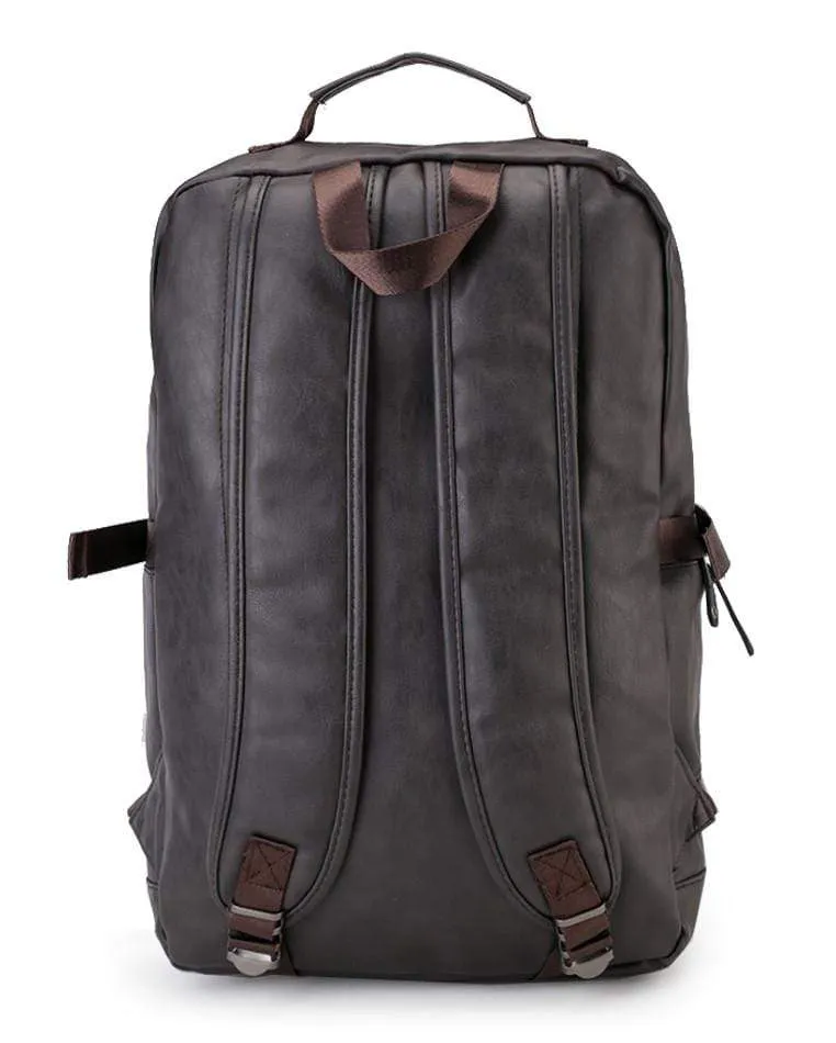 Pu Buckled Zipper Backpack - Brown