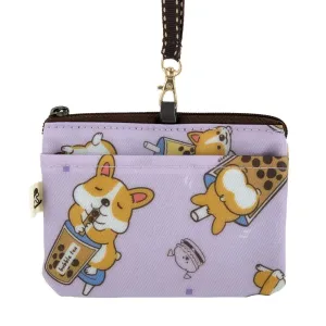 Purple Bubble Tea Corgi Card & Coin Purse