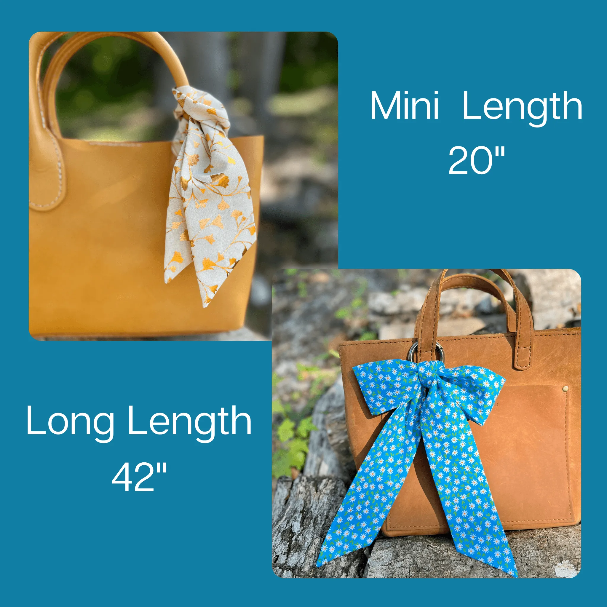Purse Scarf - Blue and White Daisy Floral Scarf