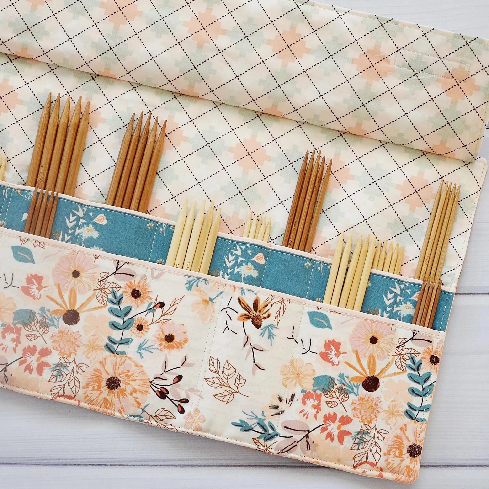 Quilted Trifold Case for Knitting DPNs and Crochet Hooks