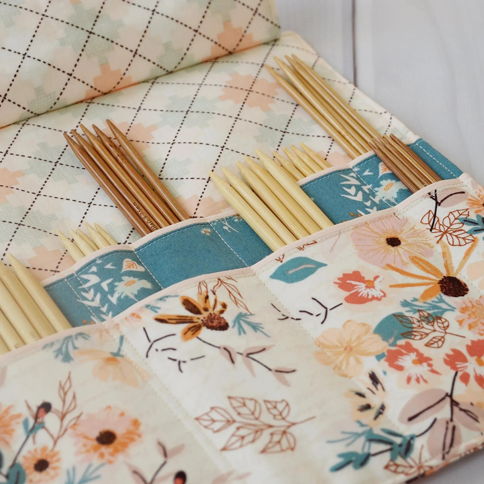 Quilted Trifold Case for Knitting DPNs and Crochet Hooks