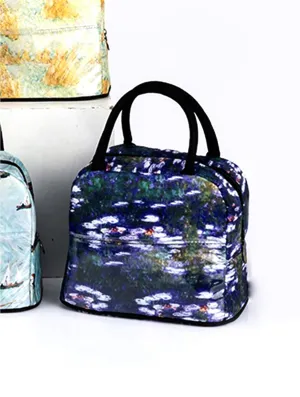 Reusable Lunch Bag Oil Painting Ships Purple