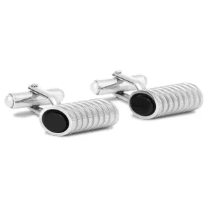 Rhodium-Plated Onyx Cufflinks