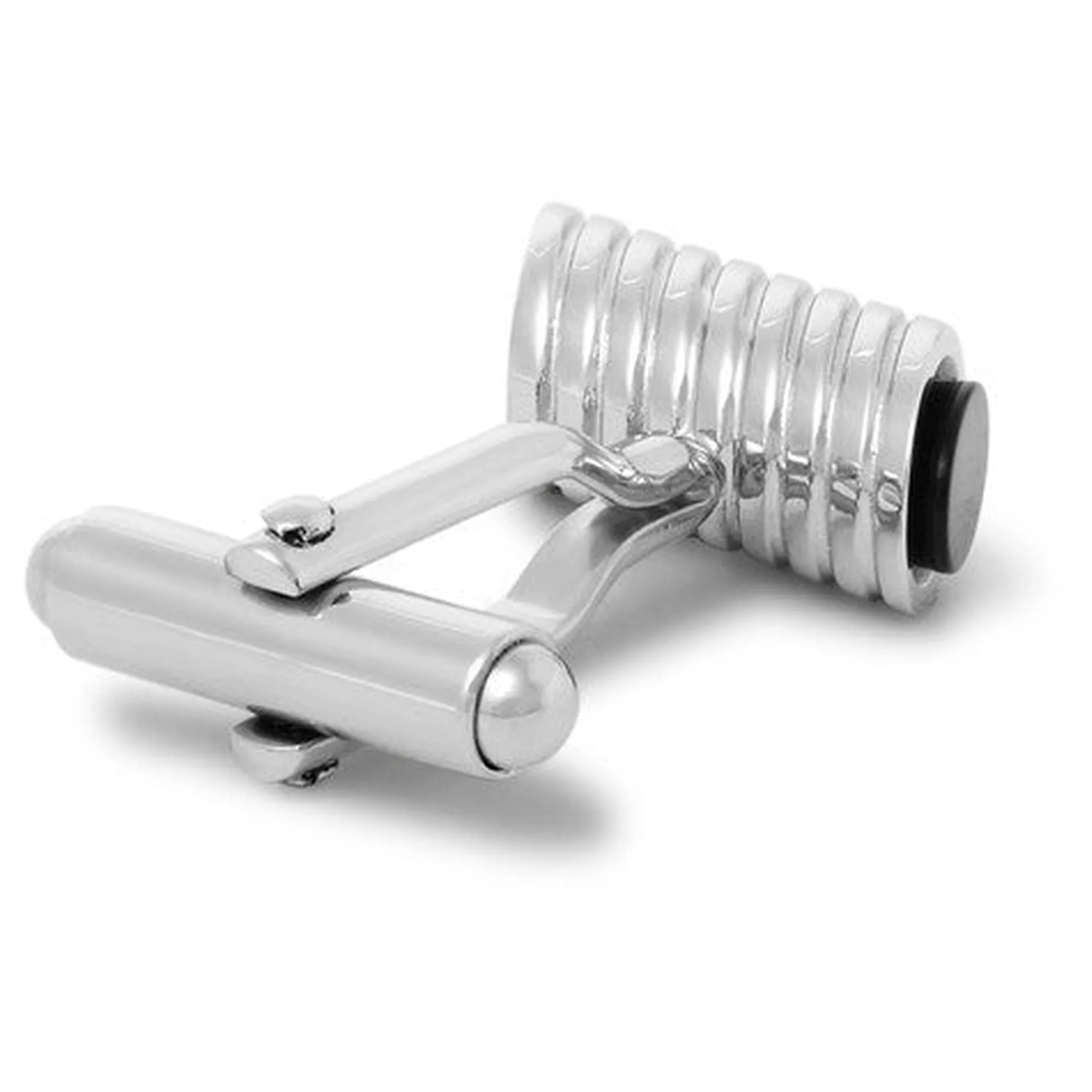 Rhodium-Plated Onyx Cufflinks