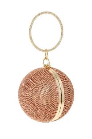 Rose Gold Ball Rhinestone Clutch Evening Bag