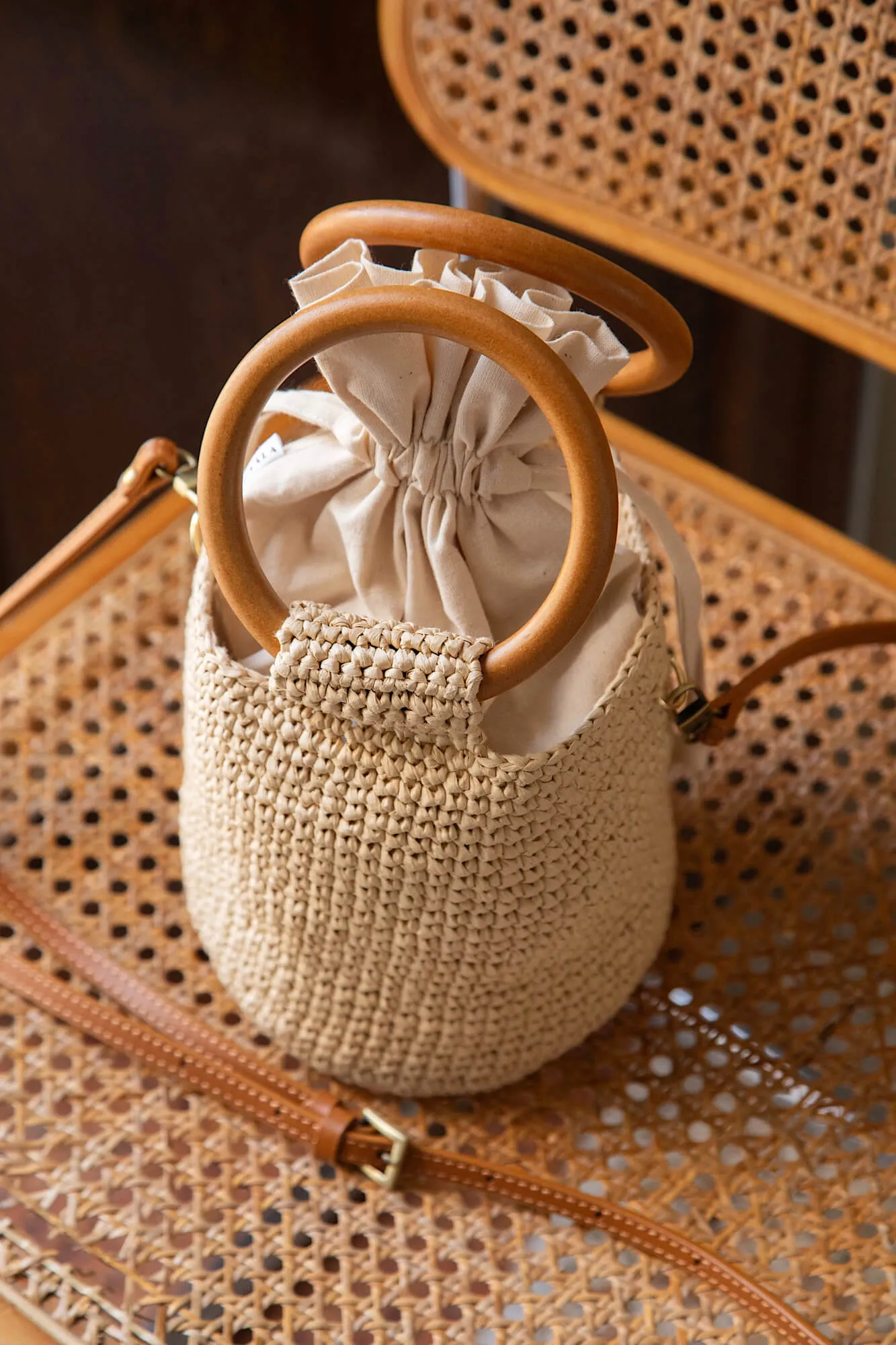 Ruth Raffia Bucket Bag
